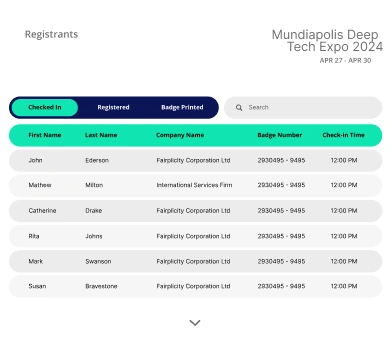 FpBadge check-in app interface